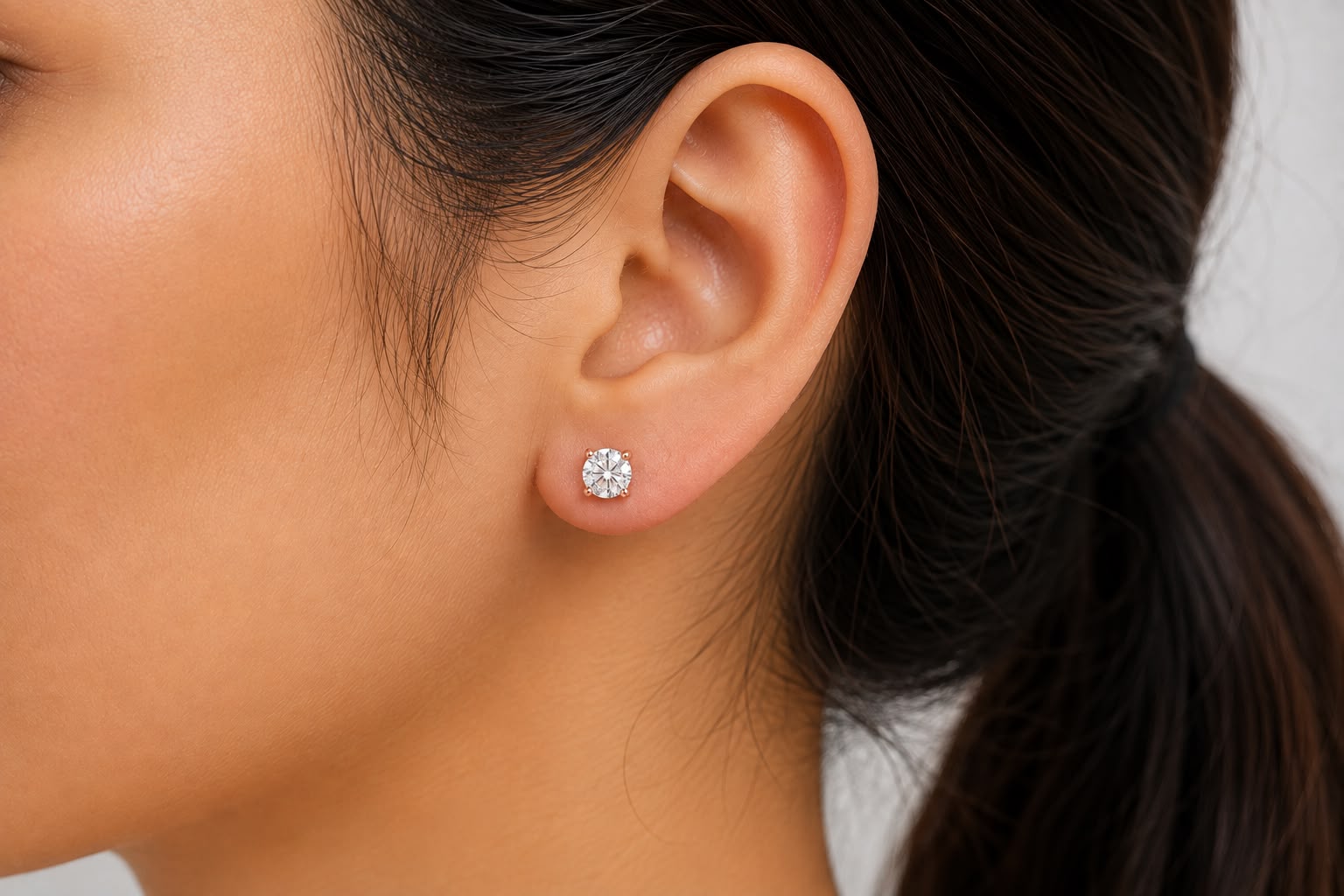 1 Carat Lab Created Round Diamond Stud Earrings 14k Pink Gold Screw Back