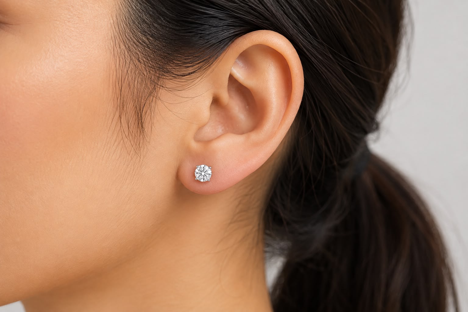 1 Carat Lab Created Round Diamond Stud Earrings 14k White Gold Screw Back