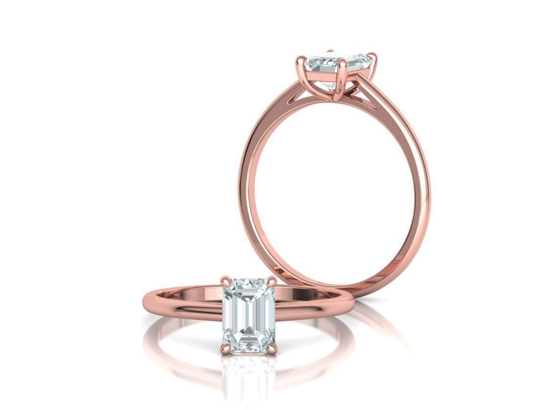 Eterna IGI Certified Emerald Cut Lab Grown Solitaire Diamond Ring