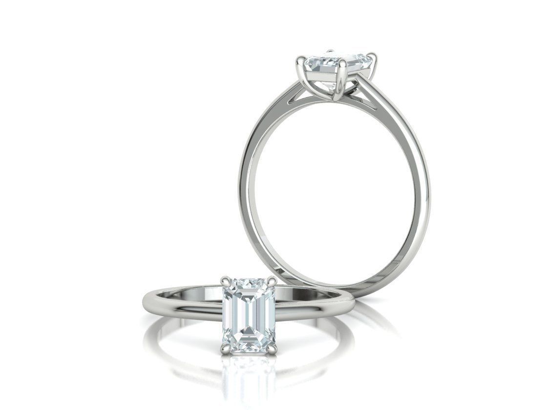 Eterna IGI Certified Emerald Cut Lab Grown Solitaire Diamond Ring
