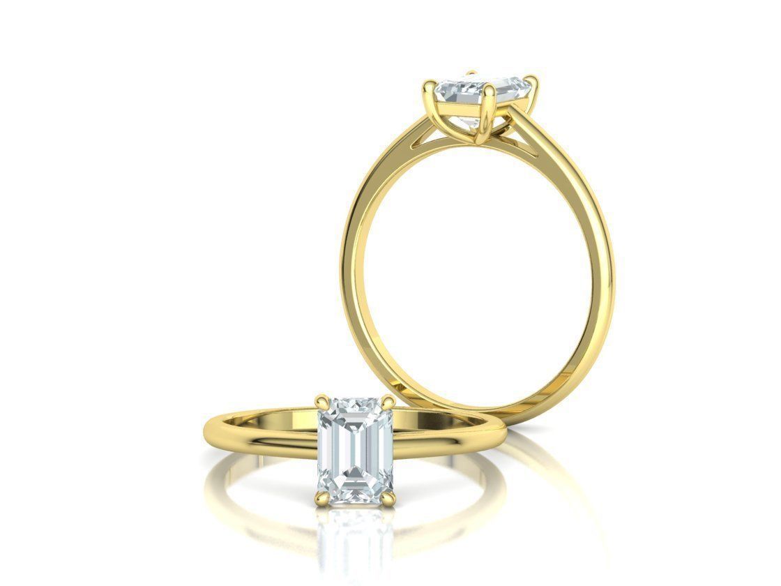 Eterna IGI Certified Emerald Cut Lab Grown Solitaire Diamond Ring